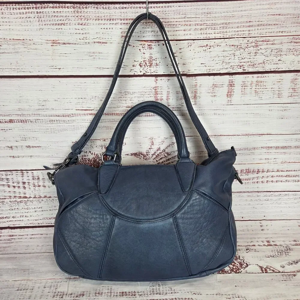Liebeskind Berlin Esther Lg Blue Leather Satchel Bag Blue Handles & Strap Purse
